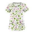 thumbnail image 4 of NAMTYQX Scrubs for Women Casual Loose Fitting Asymmetric V Neck Stretch Light Short Sleeve Green Size 3XL, 4 of 6