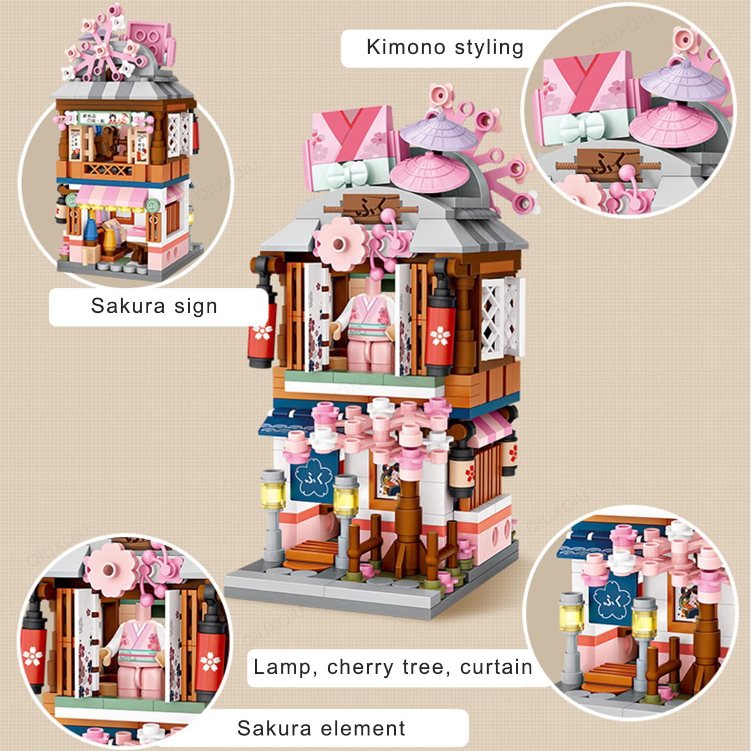  Nimpark Japanese Restaurant Street View Building Set, Cherry  Blossom Japan House Toy, MOC Creative Model Kit, Ideas Gift for 6 7 8 9 10  11 12 Year Old Kids, Boys & Girls (763 Pcs) : Toys & Games