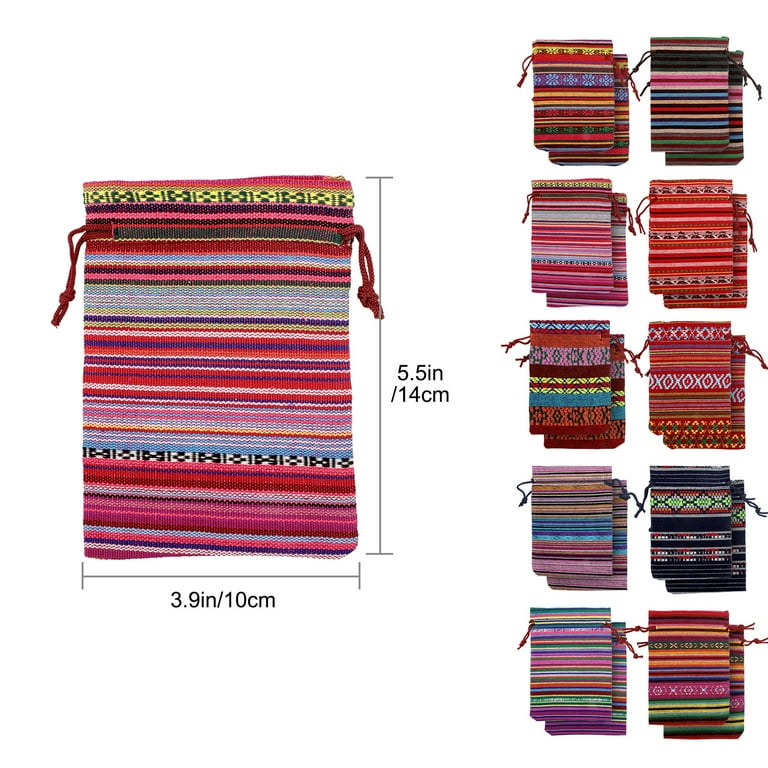 20pcs Cotton Linen Drawstring Gift Bags, Mexican Fiesta Gift Bag