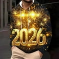 thumbnail image 3 of Happy New Year Celebrations Hoodie for Men Flannel Long Sleeve Sweatshirts Holiday Sweater Outfits, 3 of 5