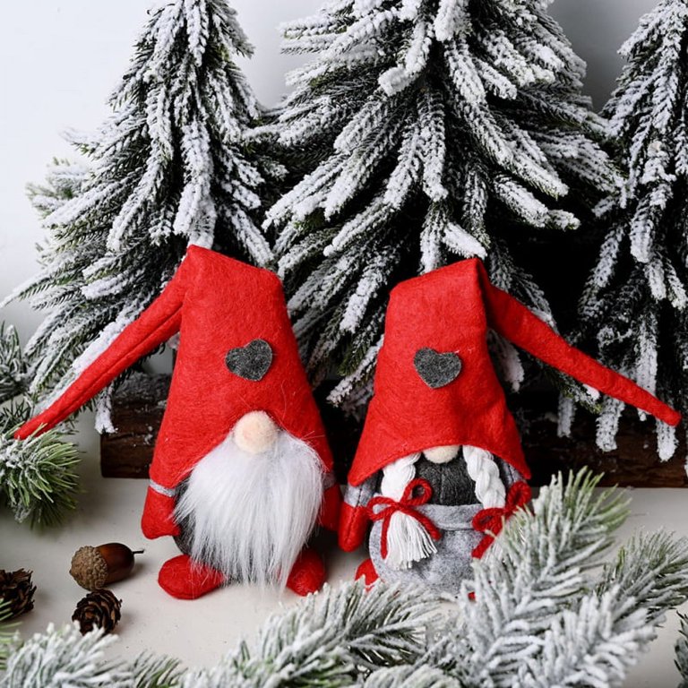 Leipple Christmas Gnome Plush Decorations - Handmade Swedish Tomte Scandinavian Santa Elf Ornaments - Gnome Christmas Decor for