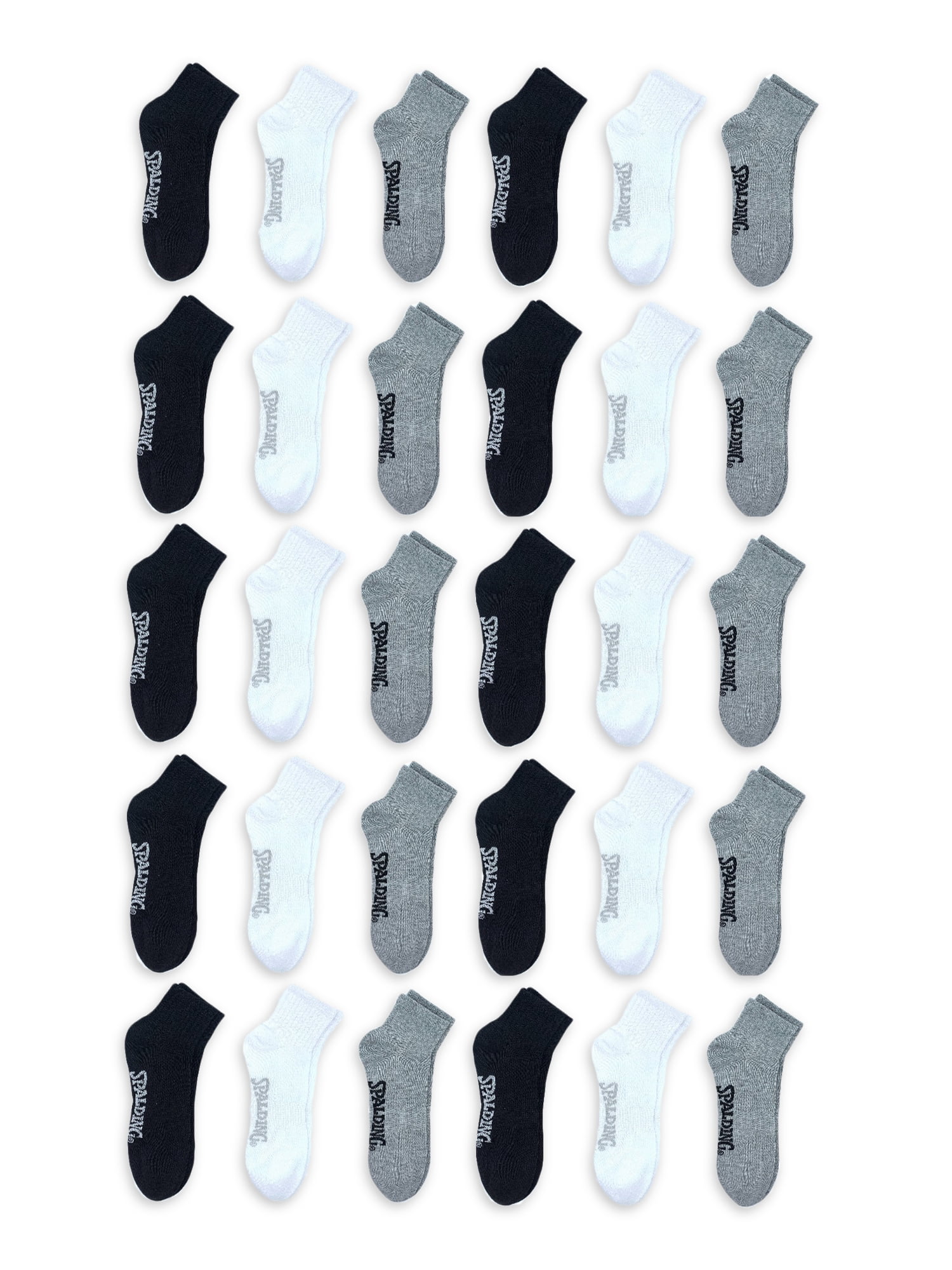 Spalding Men's Ankle Socks, 30-Pack, Sizes 6.5-12
