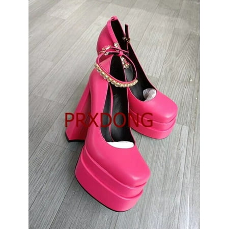 

2021 New Brand Women Sandals Summer Shoes Sexy Thick High Heels Platform Black Red Yellow Dress Party Wedding Shoes Woman Pumps