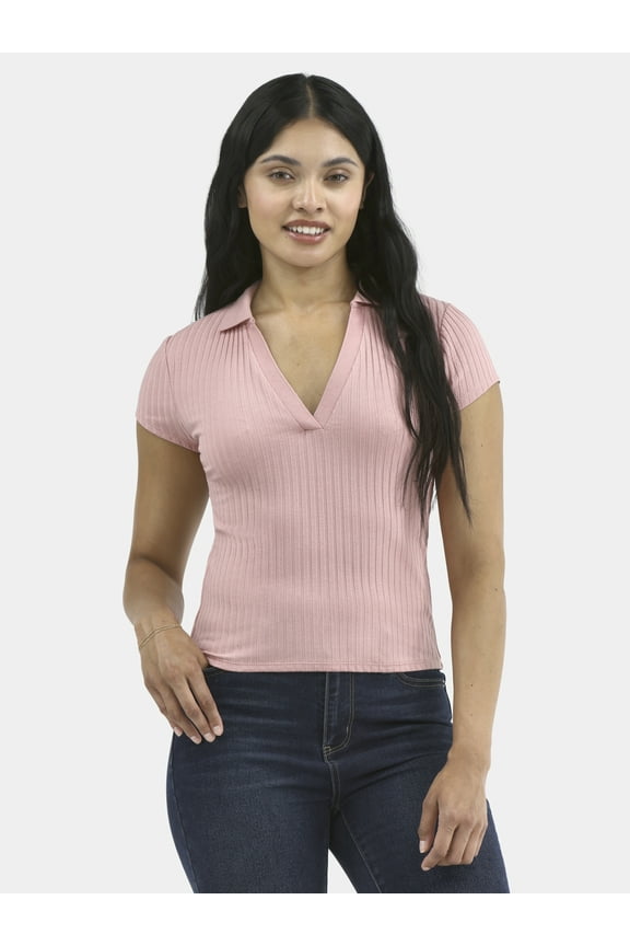 Women's No Boundaries Johnny Collar Polo Shirt, Sizes XXS - XXL