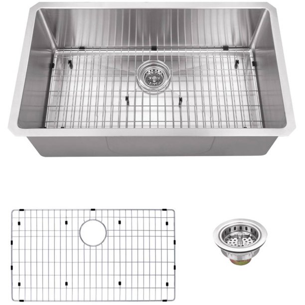 Magnus Sinks 32 In X 19 In 16 Gauge Stainless Steel Single Bowl Kitchen Sink With Grid Set And Drain Assembly Walmart Com Walmart Com