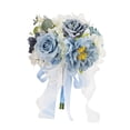 thumbnail image 4 of Ramo de novia para novia, ramo de novia con cintas, elegantes flores artificiales. Azul Blanco, 4 of 9
