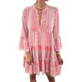 thumbnail image 1 of Innerwin Mini Robes Col en V Femmes Robe Courte Fête Longue Ample Été Plage Robe d'Été Blanc Poudre L, 1 of 2