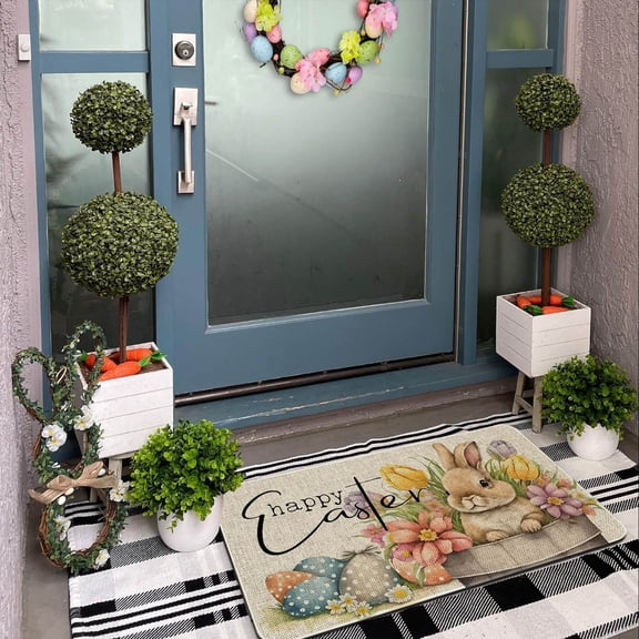 Funny Easter Bunny Door Mat Warm Welcome Mat Gift Door Mat As A Gift For Beautiful Easter Home Decor Easter Floor Mat Carpet Easter Decorations