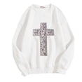 thumbnail image 4 of Chandail en Molleton pour Femmes Los Angeles Imprimé Automne Col Rond Manches Longues Chandail en Molleton Oversize Chandail avec Épaule Tombante Design Chandail de Sport Femme Blanc TG, 4 of 4