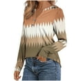 thumbnail image 5 of Plus Size 3X Women's Casual Long Sleeve V-Neck Tops with Printed Button in Cream Ivory Colors​​ Blouse, 5 of 6