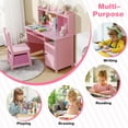 thumbnail image 5 of COSVALVE Kid's Study Desk and Chair for Children with Storage Bins, Bookshelf Organizer, Cork Bulletion Board (Pink), 5 of 8