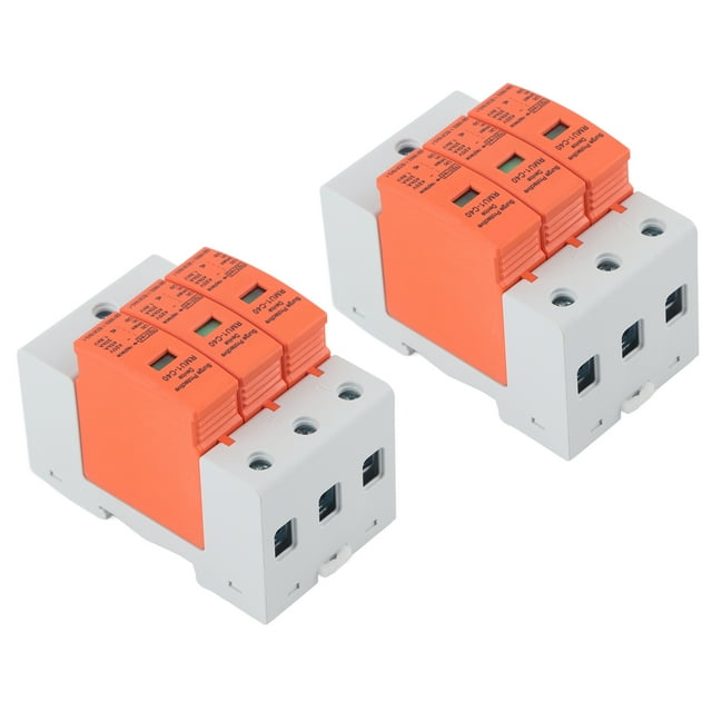 Protection contre les Surtensions, Fenêtre Visible AC 420V 2Pcs Din Rail Parafoudre Dispositif PC Shell Ignifuge avec des Indicateurs Rouges Verts pour l'Électronique Domestique Imax: 20ka, Imax: 40ka, Imax: 60ka