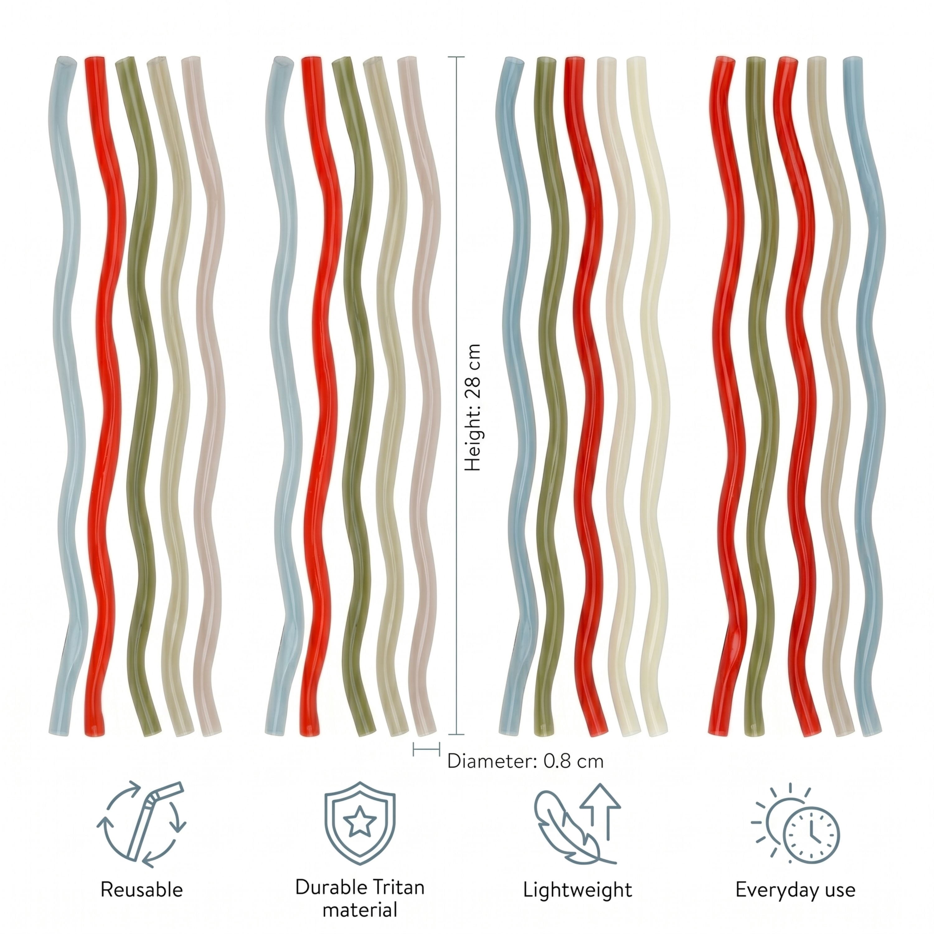 Just Feed Me by Jessie James Decker 16-Piece Wavy Multicolor Tritan Straws