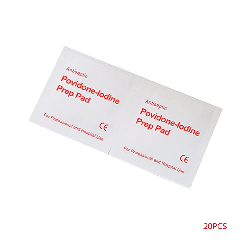 20pcs/set Povidone Iodine Disinfection Sheet Sterilization Skin Cleaning Care Wound Iodophor Cotton Pads