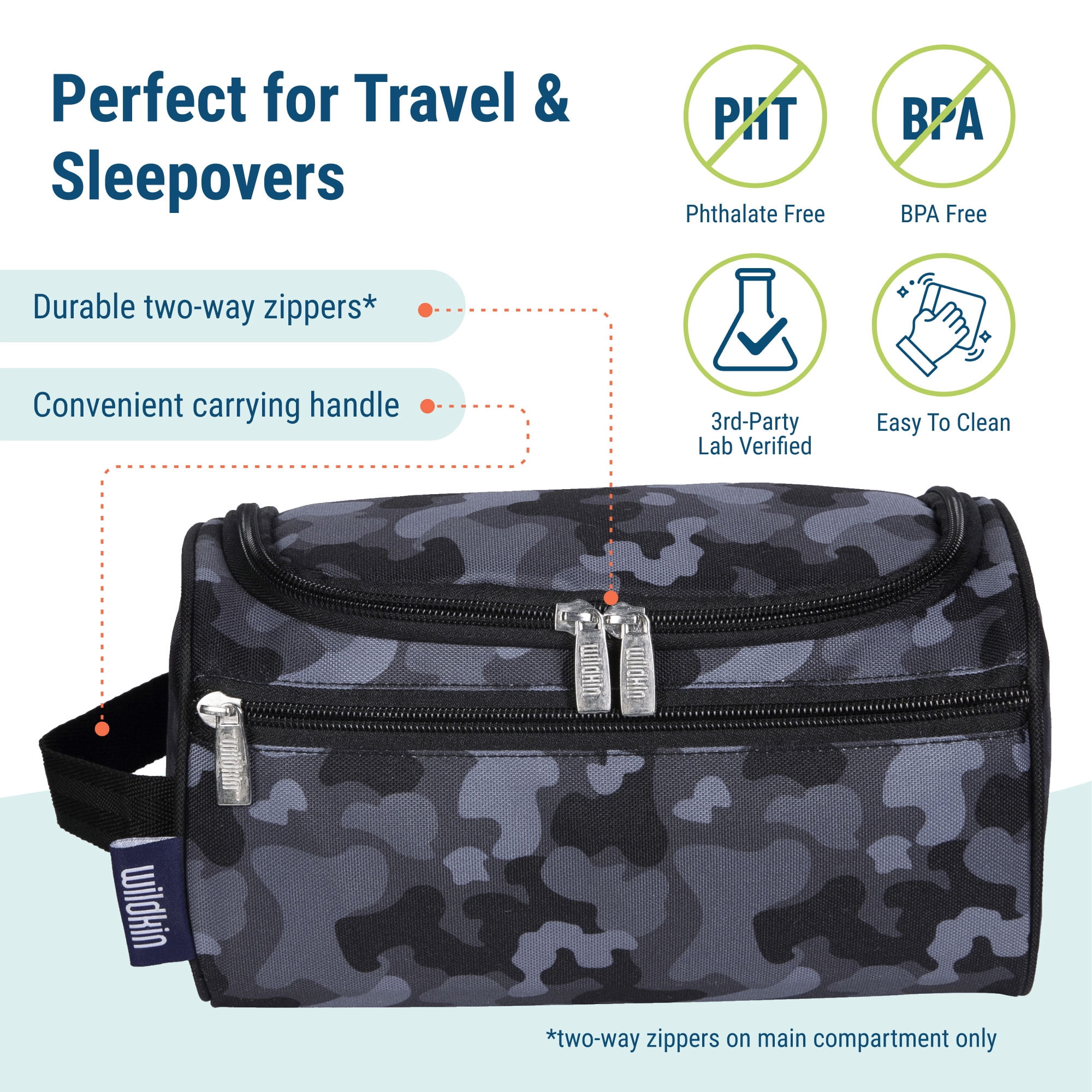 Wildkin Kids Travel Toiletry Bag (Black Camo)