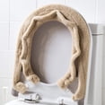 thumbnail image 2 of Funda de asiento de inodoro Dinheiro, almohadillas gruesas, antibacterianas, lujosas fundas de asiento de inodoro cálidas, alfombrilla cálida para asiento de inodoro, súper cálida, universal, beige, 2 of 7