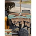 thumbnail image 5 of Outdoor Tablecloth with Umbrella Hole for Patio/Picnic/Party/Camping, Western Texas Star Vintage Waterproof Table Cloth Square Cover Washable, Retro Farmhouse Brown Green Wood Grain (60"x 60"), 5 of 8
