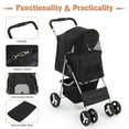 thumbnail image 3 of 4 Wheels Pet Stroller, Weather Cover, Storage Basket, for 33lbs Medium Dog, Small Cat, Travel Walking Puppy Stroller (Black), 3 of 7