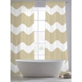 thumbnail image 3 of Light Brown Sheer Curtains 108 inches Long 2 Panels Set Sea Wave Ripple Stripe Tiers Sheers Rod Pocket Small Window Short Curtains for Kitchen Cafe, Each 52" W x 108" L, 3 of 7