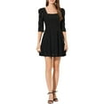 thumbnail image 2 of INSPIRE CHIC Women's Square Neck Lace Puff Sleeve Dress Black XS, 2 of 6