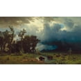 thumbnail image 2 of Bierstadt, Albert 18x12 Gold Ornate Wood Framed with Double Matting Museum Art Print Titled - Buffalo Trail: The Impending Storm, 2 of 4