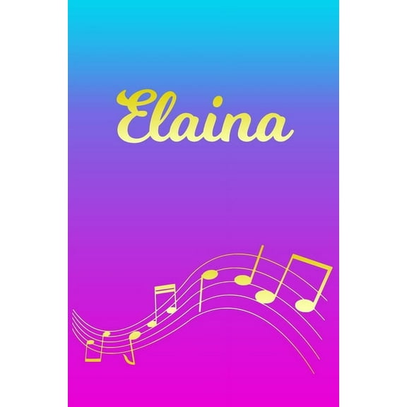 Elaina: Sheet Music Note Manuscript Notebook Paper - Pink Blue Gold Personalized Letter E Initial Custom First Name Cover - Musician Composer Instrument Composition Book - 12 Staves a Page Staff Line