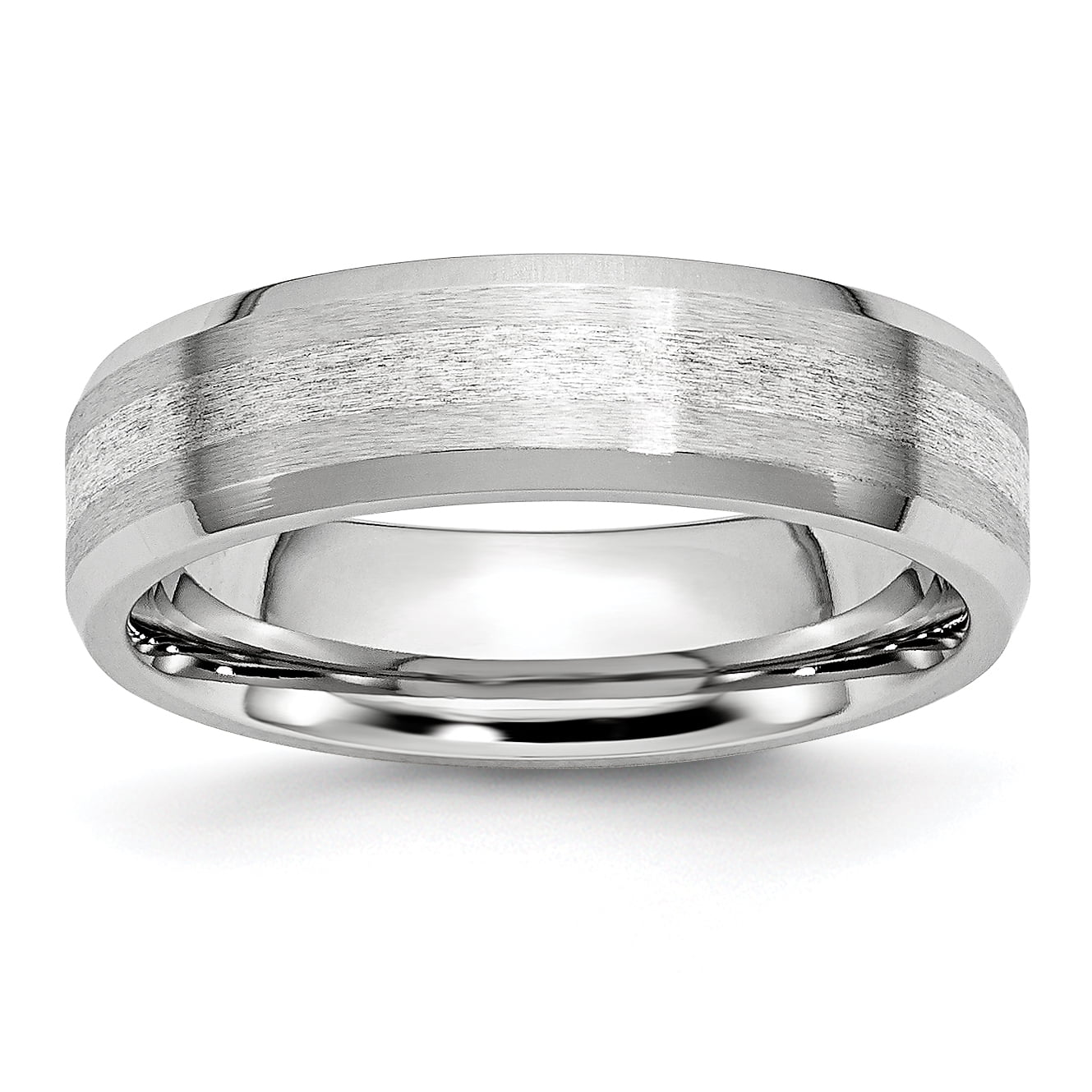 Best Quality Free Gift Box Cobalt Sterling Silver Inlay Satin/polished 6mm Beveled Edge Band