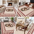 thumbnail image 6 of 8x10 Area Rugs, Western Texas Star Vintage Non-Skid Rubber Backing Large Rectangle Rugs - Living Room Bedroom Home Office, Rustic Wreath Red Beige Plaid Indoor Floor Mat Carpets Washable Rug, 6 of 9