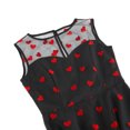 thumbnail image 5 of IBTOM CASTLE Women's 1950s Vintage Dress Short Sleeve Heart Print Mesh Retro Evening Prom Cocktail Party Swing A Line Dress XL Black - Red Heart, 5 of 8