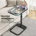 thumbnail image 2 of TV Tray Table, Adjustable Height & Rounded Metal Corners, Snack Table for Couch, Sofa, Bed, Chair, Living Room, C Shaped End Side Table for Eating, Dinner or Laptop, Small Spaces, Dark Gray, 2 of 17