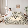 thumbnail image 4 of Feelyou Hippie Halloween Moth Full Size Bedding Sets, Boho Western Plant Full Size Bed in a Bag, Cream Black, Gray Reversible, 7 Pieces, 4 of 7