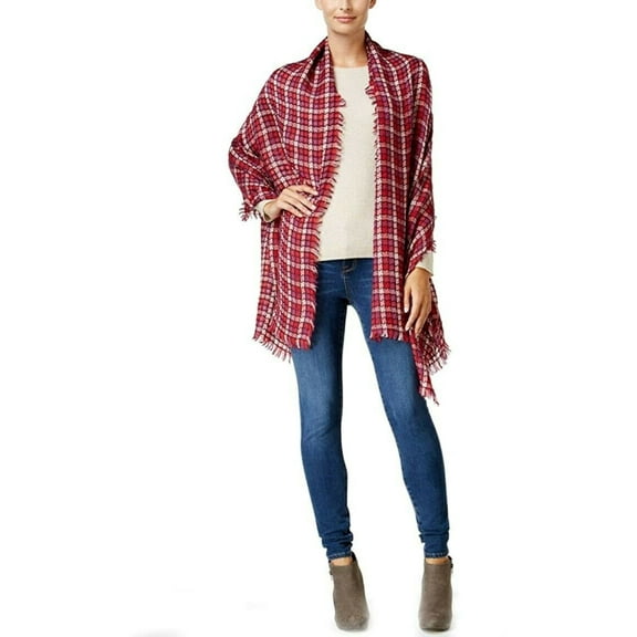 INC Wine Burgundy Contoured Houndstooth Lightweight Scarf