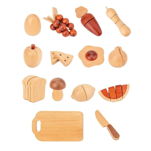 Juego de cortar, juego de rol, juguete de cocina, cortar frutas y verduras, juego de juego de madera, manualidad de cocina para niños