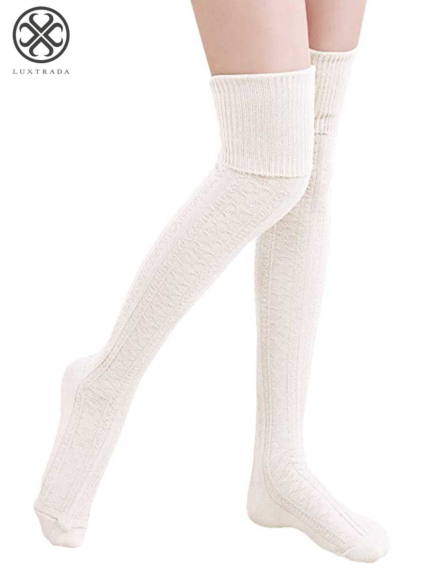 LUOEM 1 Pair Short Button Socks Leg Warmers Socks Knit Boots Set Women Female Free Size Light Gray 