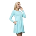 thumbnail image 2 of Women's Long Sleeved A-Line Dress with Pockets, S, Aqua, by Ambesonne, 2 of 3