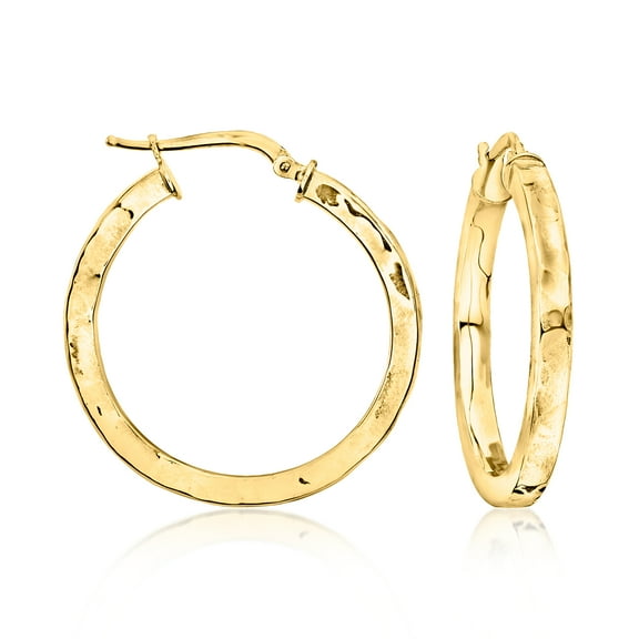 Ross-Simons Italian 18kt Gold Over Sterling Hammered Hoop Earrings, Women's, Adult