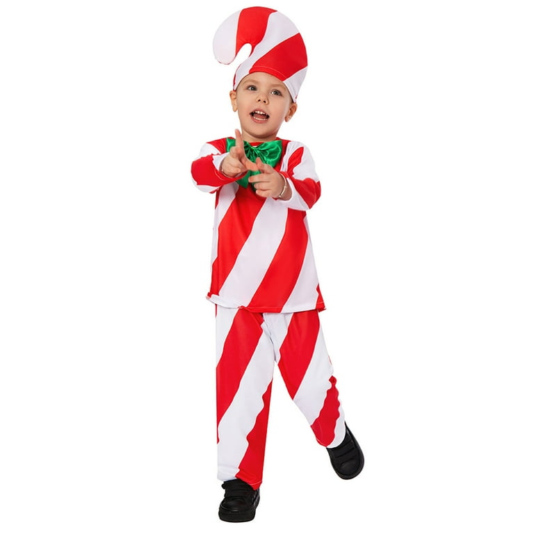Kids Christmas Candy Cane Costume for Girl Boy Xmas Holiday Party