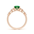 thumbnail image 2 of ANGARA Lab Grown Classic Round Emerald Side Stone Engagement Ring for Women in 14K Rose Gold (Size-6.5mm) | May Birthstone, Birthday, Anniversary, Jewelry Gift for Women | Lab-Grown Emerald Ring, 2 of 8