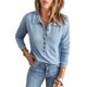 thumbnail image 4 of ABPHQTO Top de punto con cuello vuelto y botones azul cielo para mujer, 4 of 5