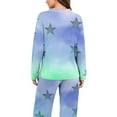 thumbnail image 4 of qelini Plus Size Pajama Sets for Women Cute Print V Neck Long Sleeve Shirt and Pant Sleepwear Soft Cozy Loungewear, 4 of 7