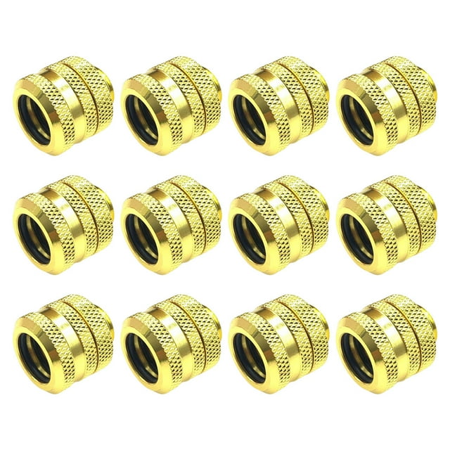 fastboy 12Pcs Computer Water Cooling Pipe Adapter Sealed Solid Color Replacement Nonslip 5mm Thread Connector Accessories Gold