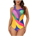 thumbnail image 2 of Aloohaidyvio Women One Piece Swimsuit Slimming Color Block Bathing Suit Sexy Tummy Control Swimwear, 2 of 6