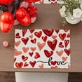thumbnail image 2 of Valentines Day Watercolor Red Love Hearts Cloth Placemats Set of 4 Table Mats Table Decorations 12x18 Inch, 2 of 5