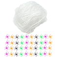 thumbnail image 2 of Stretchable Halloween Cotton 100g with 40 Colorful Spiders, White Spiderweb Webbing for Yard Porch Indoor Outdoor Haunted House Party Home Decor, By Cosmug, 2 of 8