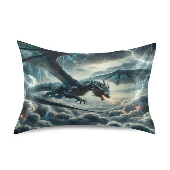 JSTEL Dragon in Sky Satin Pillowcase Standard Size Pillow Cases Envelope Closure Bed Pillow Cover, 20 x 26 inch