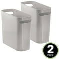 thumbnail image 2 of mDesign Plastic Small 1.5 Gallon/5.7 Liter Trash Can with Handles, 2 Pack, Gray, 2 of 9