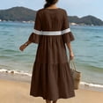 thumbnail image 6 of Bosfbaoi Maxi Dresses for Women Round Neck 3/4 Bell Sleeve Lace Trim Tiered Flowy Boho Long Dress, 6 of 8
