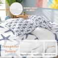 thumbnail image 3 of Navy Blue Beach Starfish Duvet Cover Set, Summer Ocean Nautical Coastal Soft Duvet Cover Queen Size Bedding Set 4 Pieces, 1 Quiltcover and 2 Pillowcases with Zipper, 1 Bed Sheet for All Seasons, 3 of 9