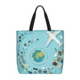 thumbnail image 1 of Disketp Travelling on Airplane Bolsa Tote de Lona para Mujer, Bolso de Hombro y Cruzado con Cierre de Cremallera, 1 of 7