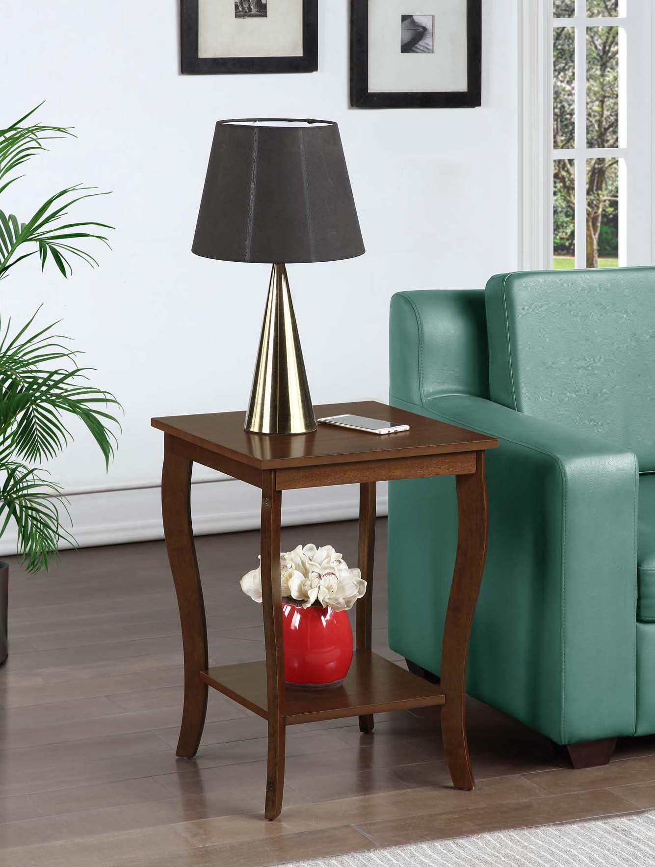 Convenience Concepts American Heritage Transitional Square End Table with Storage, Espresso